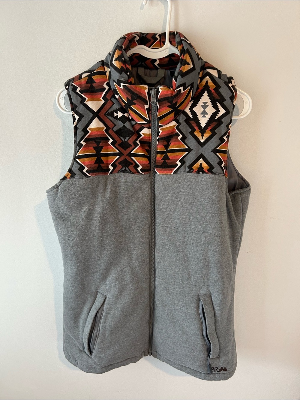 Powder River Outfitters Women’s Grey Fleece Vest with Aztec Pattern